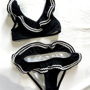Janie and Jack Sz 3 Black and White Ruffle Bikini Set